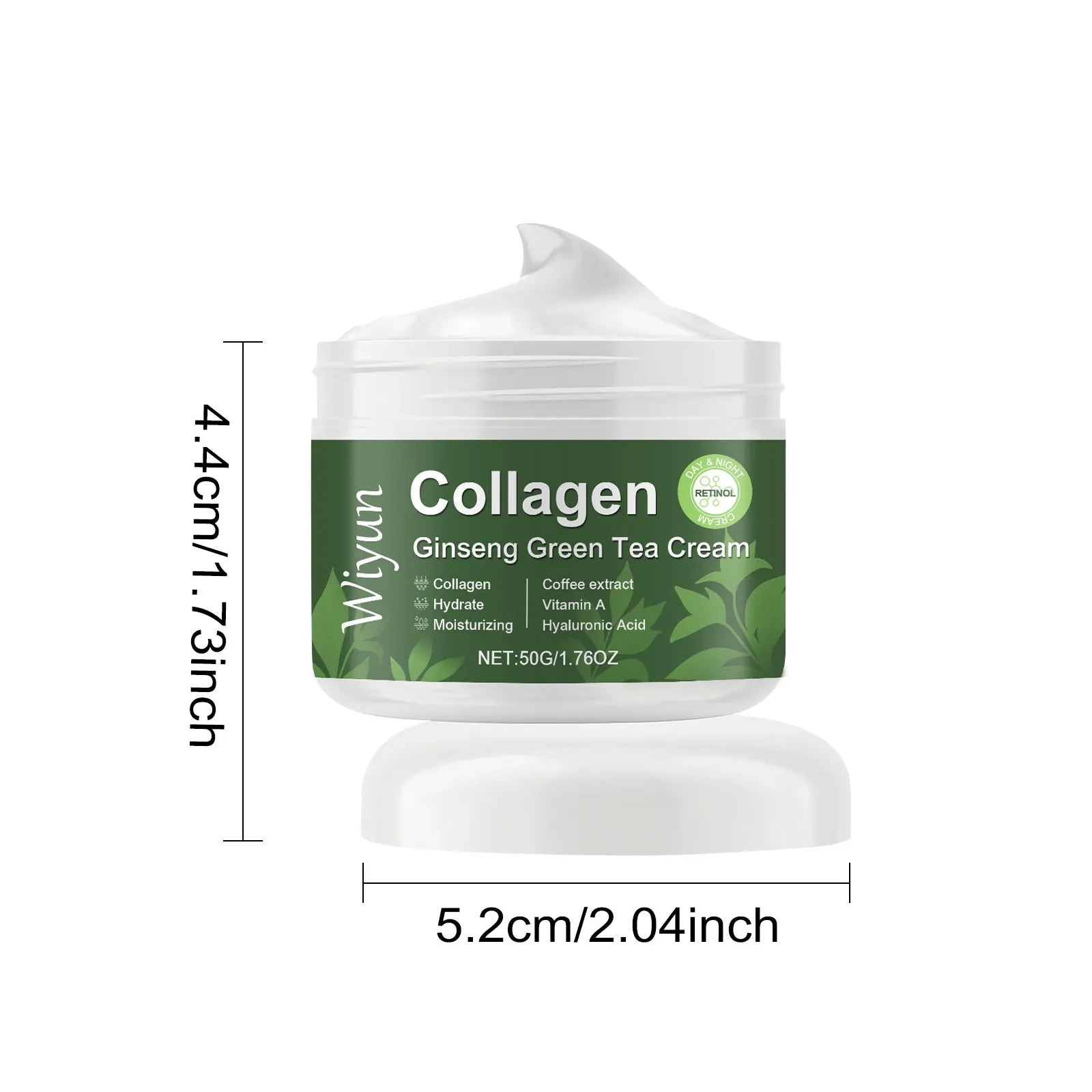Collagen Ginseng Green Tea Cream Anti-Aging Face Cream Firming Brightening Deep Moisturizing Revitalizing Nourishing Skin Care Oasis Select 50g Boxed