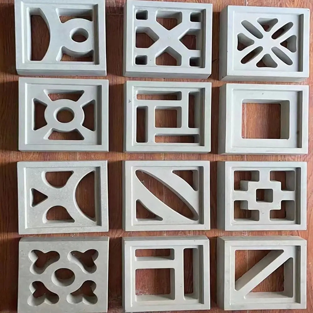 Plastic Hollow Brick Mold 20*20*6cm Square Wall Brick Mould 3D Carving Anti-Slip Cement Antique Brick Mold Garden Wall Oasis Select