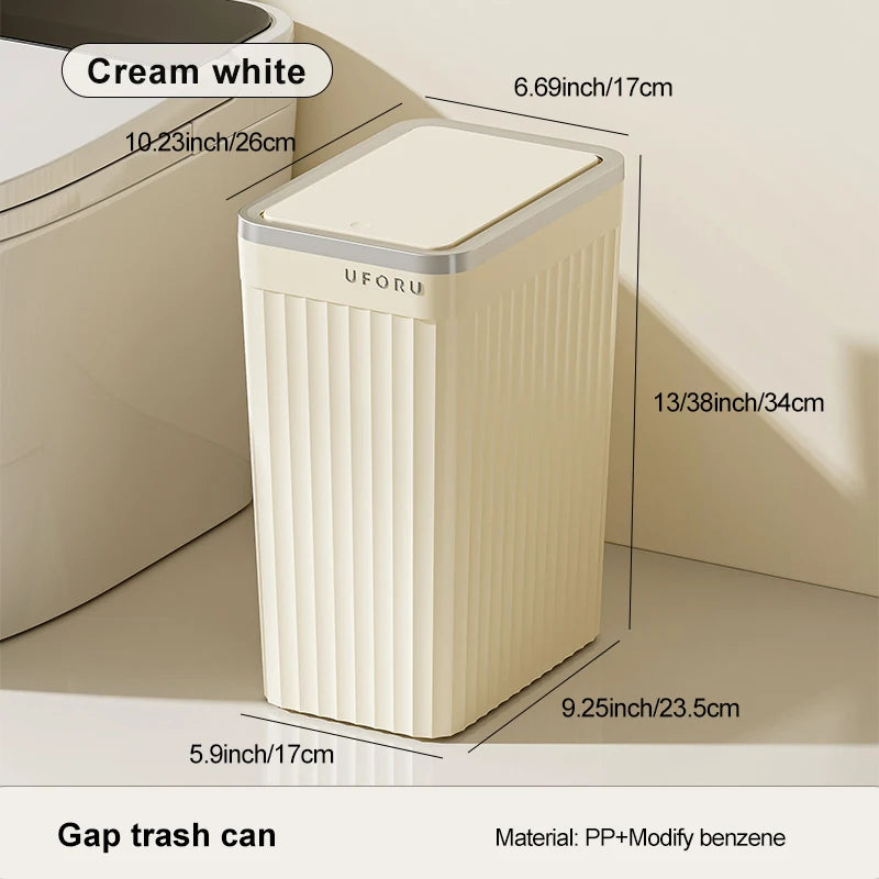1pc Push-button waste bin, large capacity, non-slip base, sealed odour-proof lid, suitable for kitchens, bathrooms, offices Oasis Select Minimalist white