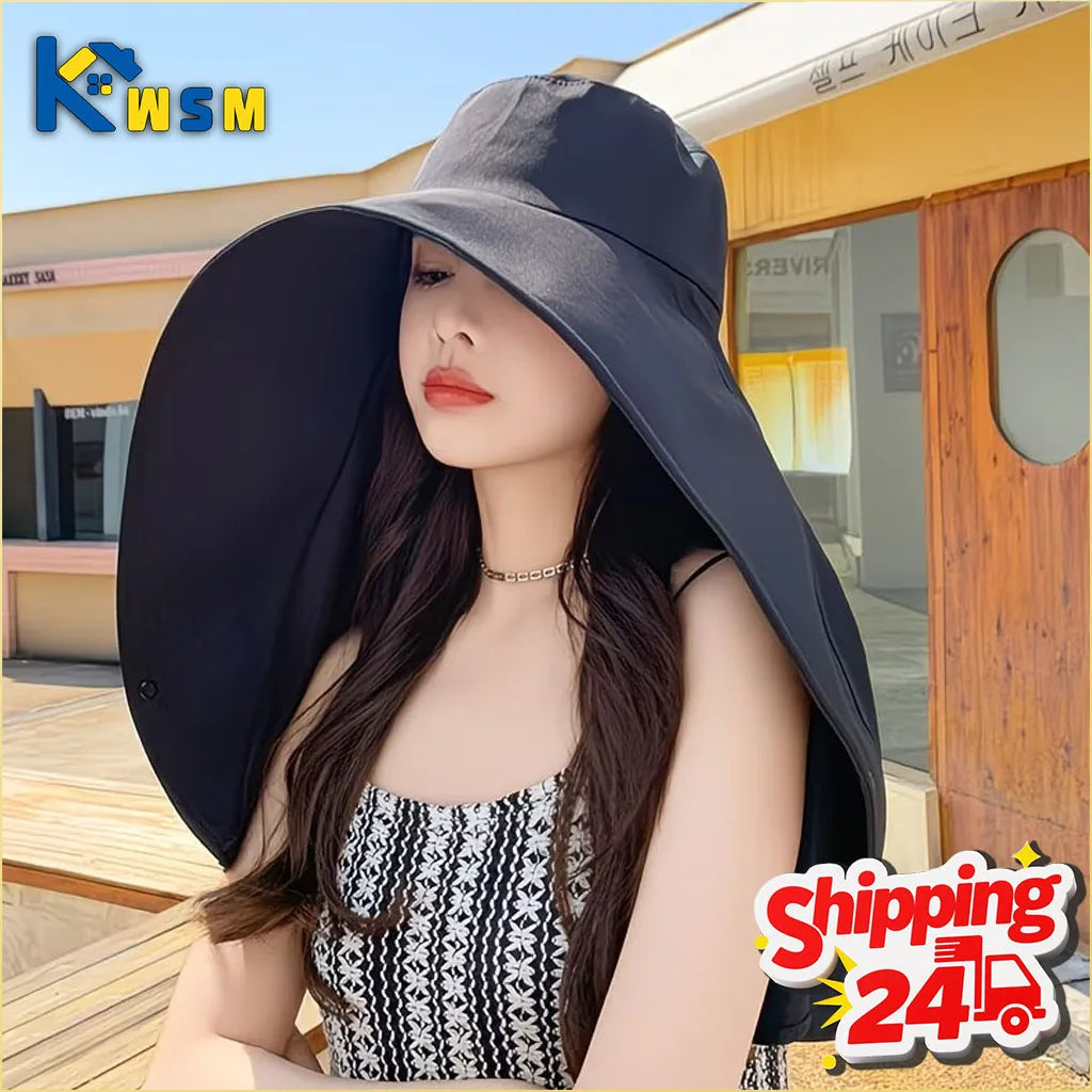 Women‘s Summer Sun Protection Hat with Face Cover Neck Flap Shoulder Cape Wide Brim UV Blocking for Outdoor Hiking Cycling Oasis Select
