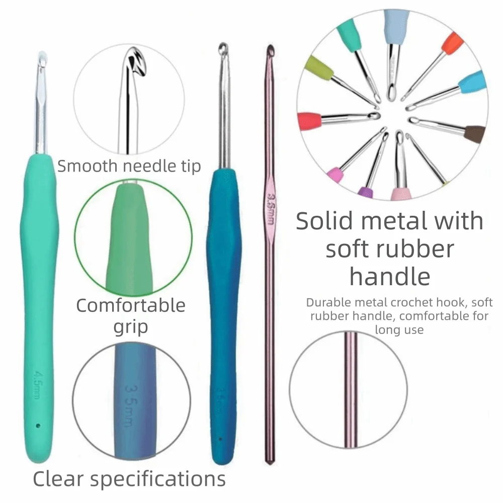Ergonomic Crochet Hooks Set 2–8mm | Soft Grip & Storage Case
