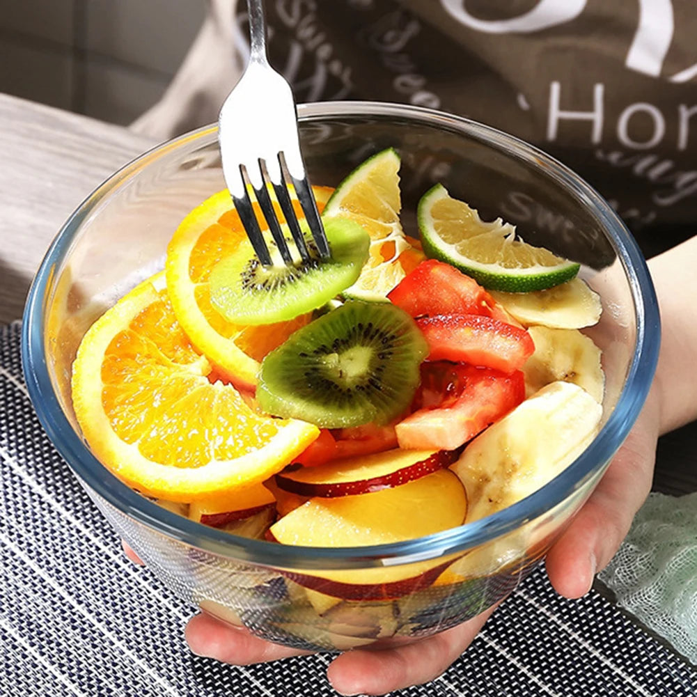 Clear Thickened Glass Mixing Bowl – Microwave & Dishwasher Safe
