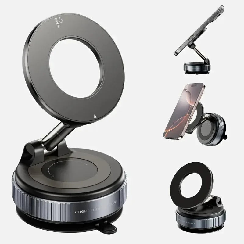 Car Phone Holder Multifunctional Foldable Vacuum Magnetic Phone Holder Suitable for Gym Bathroom Mirrors Ceramic Tiles Marble Oasis Select