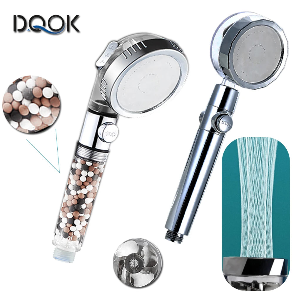 Shower Head Water Saving Flow 360 Degrees Rotating With Small Fan ABS Rain High Pressure spray Nozzle Bathroom Accessories Oasis Select