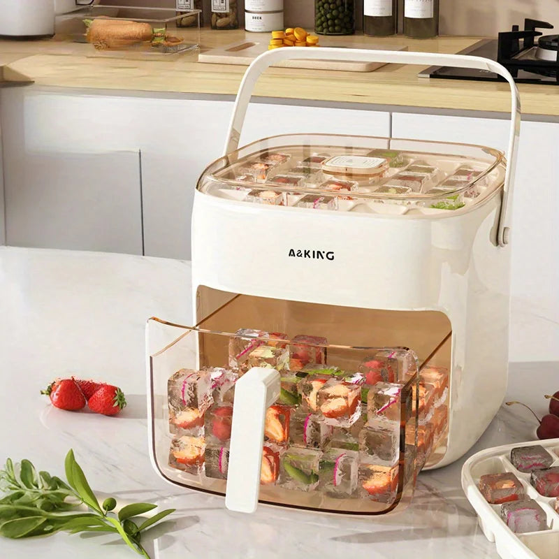 48-Cube Ice Maker with Easy Press Cap with Easy-press Lid Large Capacity Ice Cube Machine Reusable Food-grade Ice Cube Mold Oasis Select