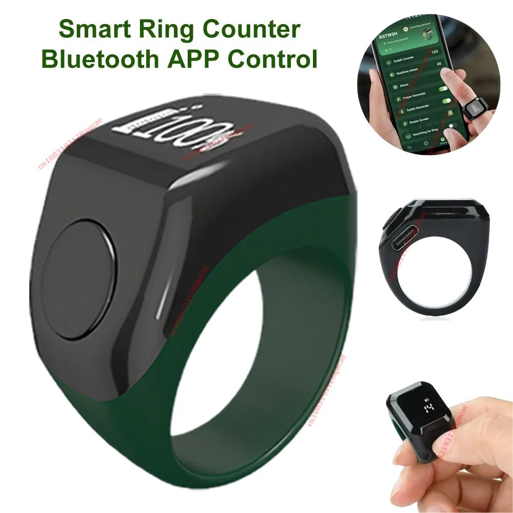 Smart Bluetooth Zikr Tasbih Ring Counter – LCD & Vibration Alert