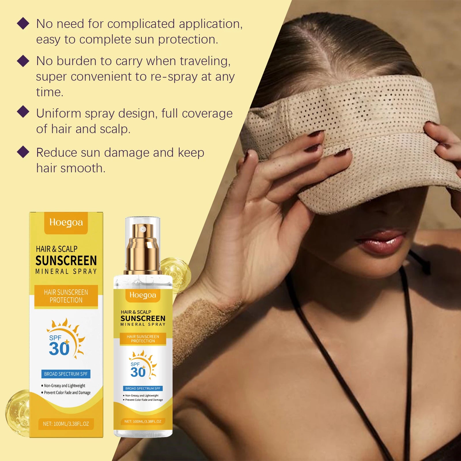 Scalp Hair Sunscreen Spray For Dyed Highlighted Hair UV Protection Prevent Hair Fading Dryness Lightweight Scalp Sunscreen Care Oasis Select