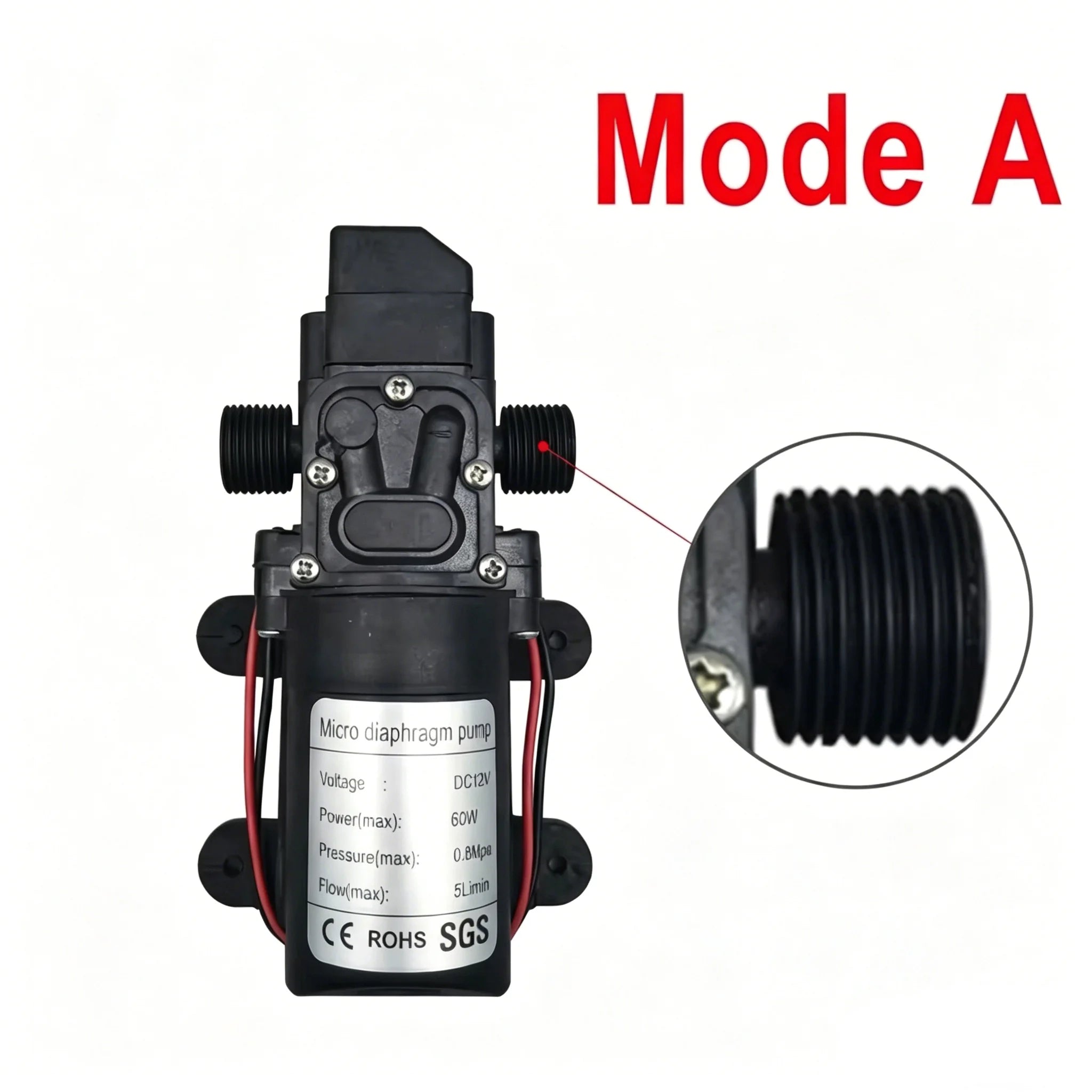 Mini Electric Diaphragm Pump 120PSI 60W 5L/Min High Pressure DC 12V Self-Prim Ing for Water Washing Machine Pesticide Spraying Oasis Select Mode A DC12V China Mainland
