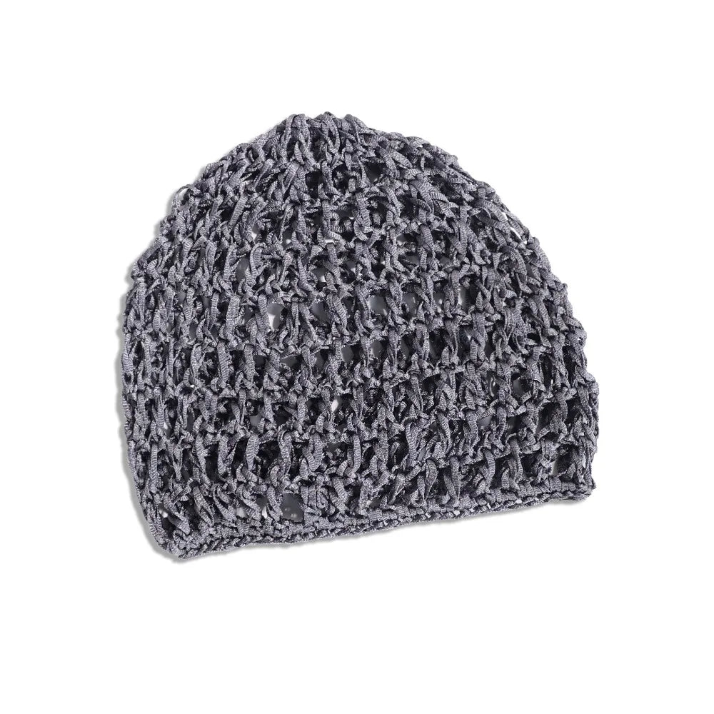 Simple Breathable Hair Net Cap Crochet Cap Comfortable Wig Caps Hollowout Mesh Turban Hat for Women Oasis Select Grey