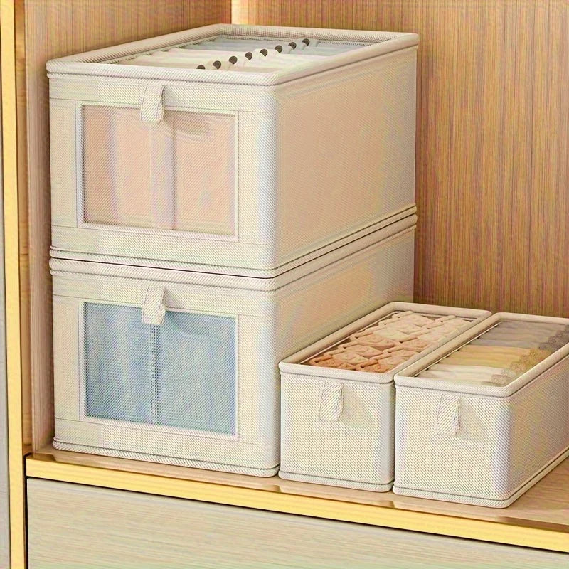 1PC Foldable Oxford Cloth Storage Box Dustproof Household Clothes Organizer with Transparent Window for Home Use Oasis Select
