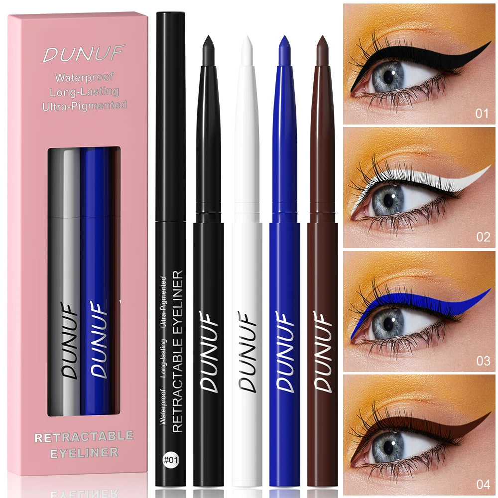 DUNUF 4 Pcs Durable Waterproof Eyeliner Pencil Non-smudging Soft Easy to Operate Sweat-proof and Easy to Color Beginner Friendly Oasis Select