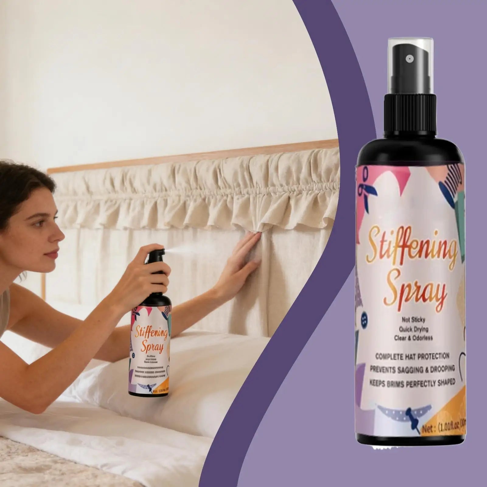 100ml Fabric Stiffener Spray Long Lasting Fabric Stiffener Spray Water Based Non Toxic Ideal For Hats Bags Crafts DIY Projects Oasis Select
