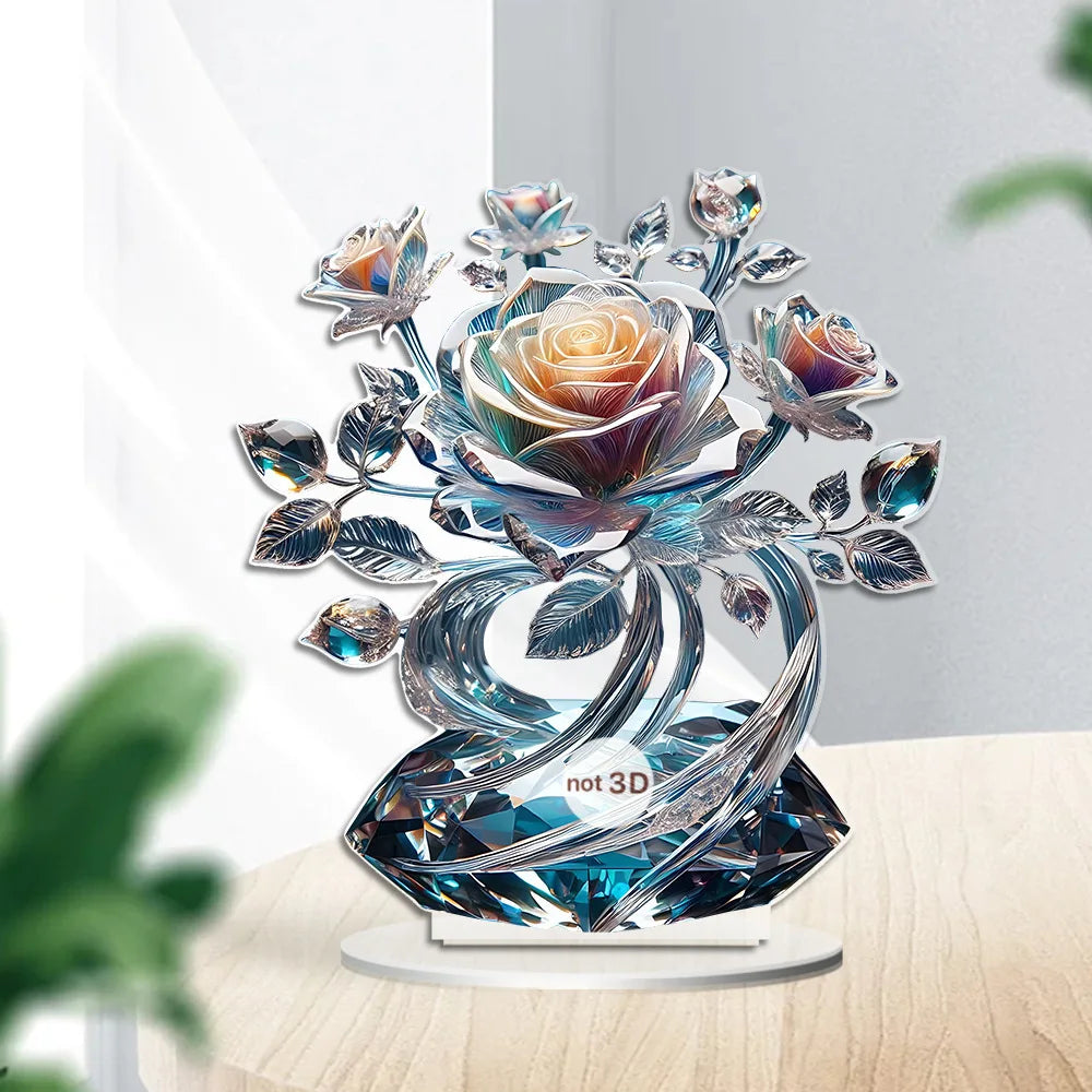 1pcs Table Crystal Flower Decoration - Modern Desktop Centerpiece, Suitable for Living Room and Office Decora Oasis Select
