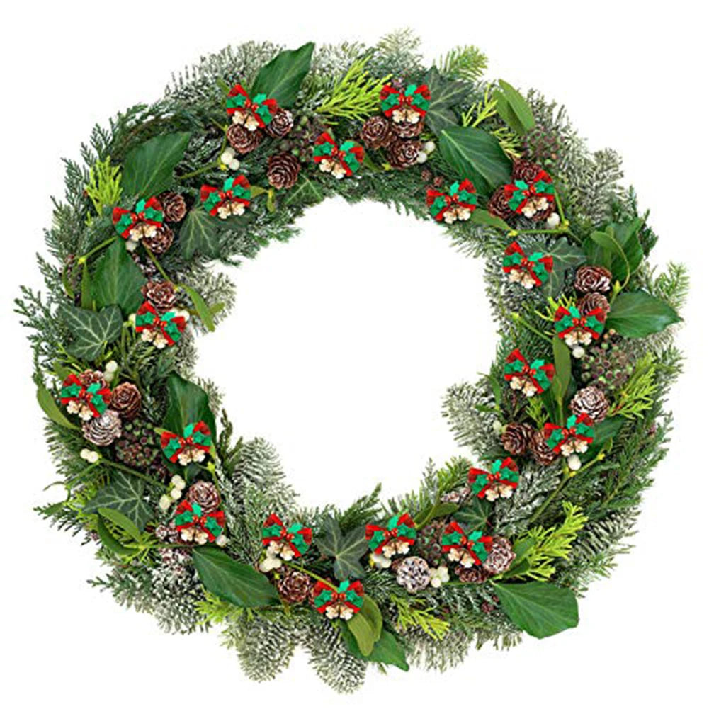 1/10x Christmas Bow Christmas Tree Decorations Christmas Mini Bells Bows Christmas Ornaments Gifts Decorations Green Leaves Bow Oasis Select