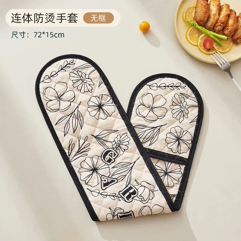Heat Resistant Oven Mitts – Long Floral Kitchen & BBQ Gloves Oven Mitts Oasis Select Frameless