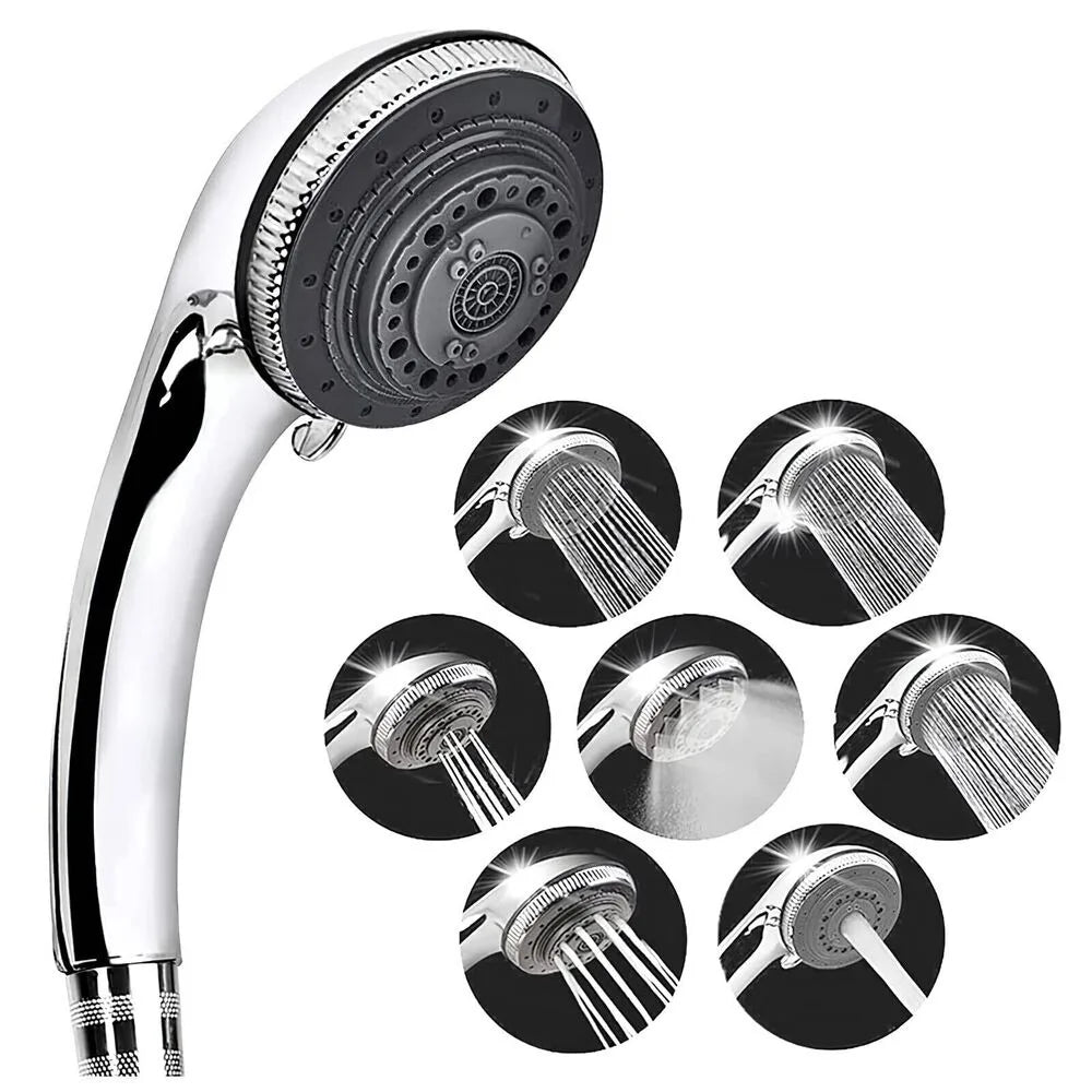 Easy to Use Multifunction Shower Head Adjustable 7 Modes Bathroom Fixture Stainless steel High Pressure Filter Home Oasis Select