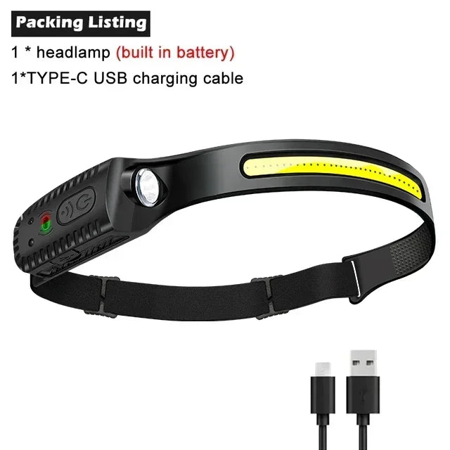 LED Motion Sensor Headlamp USB Rechargeable 350lm | Camping Torch