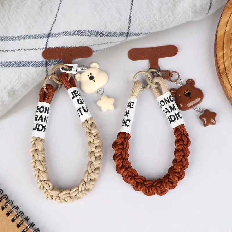 Y2K Cute Cartoon Bear Head Star Phone Strap Ins Style Versatile Mobile Phone Chain Anti Lost Wristband Keychain Gifts Oasis Select