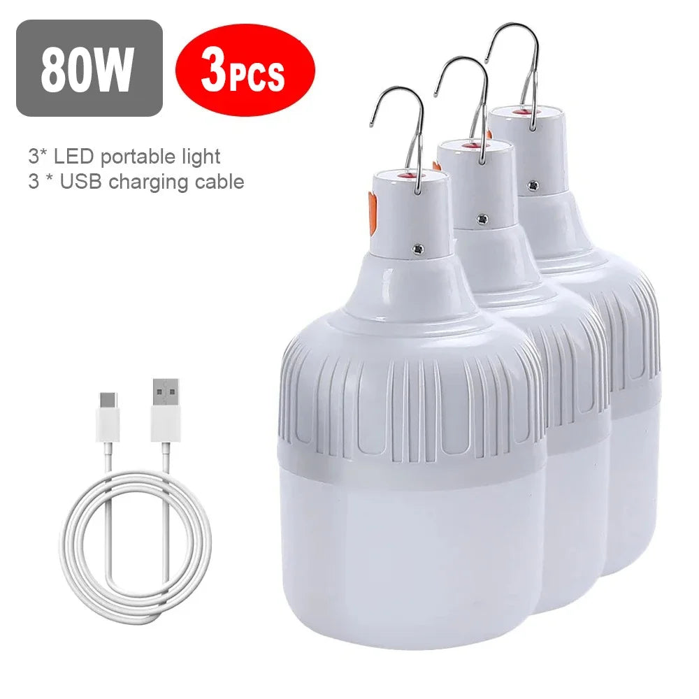 ESMARTER 60W/80W USB Rechargeable LED Camping Lantern & Hook