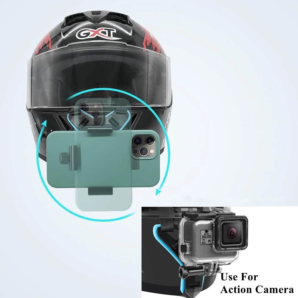 Motorcycle Helmet Mount for GoPro & Action Camera + Phone