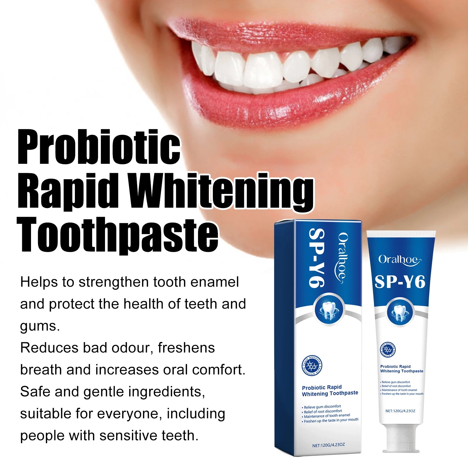 Oralhoe Probiotic W-hitening Toothpaste Fresh Breathing Deep Cleansing Remove Yellow Plaque Stains Teeth Brightening Toothpaste Oasis Select