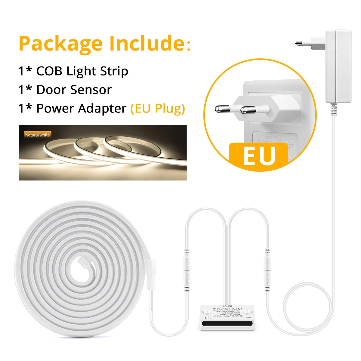 24V Neon LED Strip Smart Door Proximity Sensor Pure Silicone Gel Tube Novel Convenient and Practical Motion Sensing LED Lamp Oasis Select Natural White EU 3m