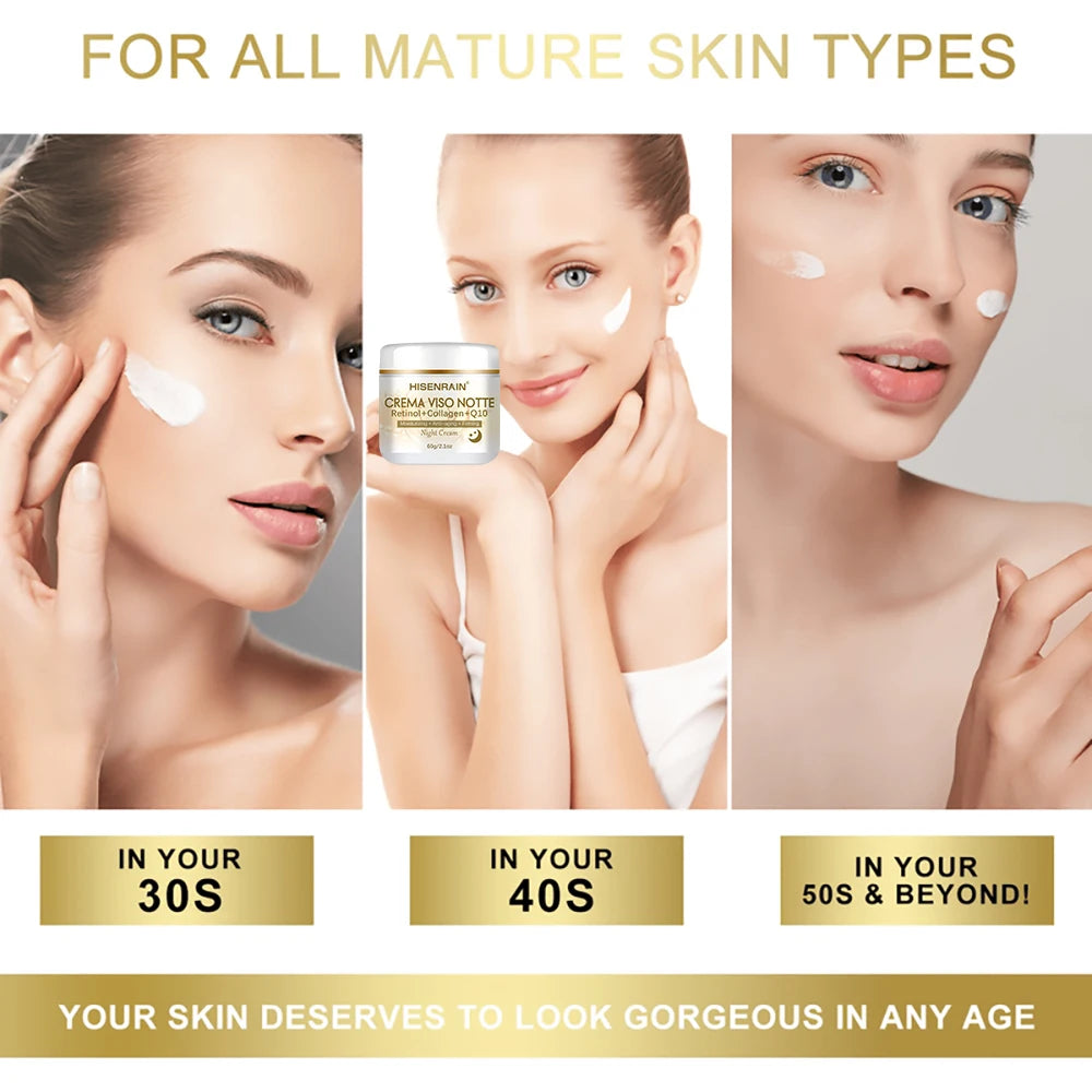 HISENRAIN Retinol Collagen Night Cream – Firm & Moisturize Night Face Cream Oasis Select