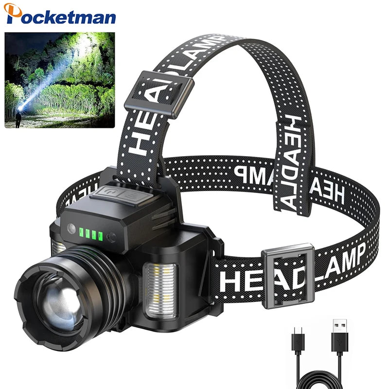 POCKETMAN 30W LED Rechargeable Headlamp | Zoom & Sensor