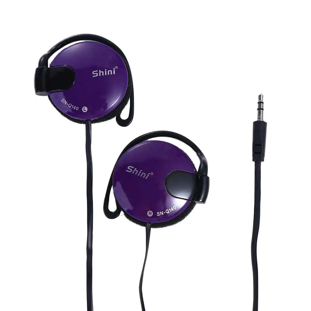 3.5mm Bass Headphones Ear Hook Headset Sports Earphone Wired Earpiece For Mp3 Computer Mobile Telephone Oasis Select purple
