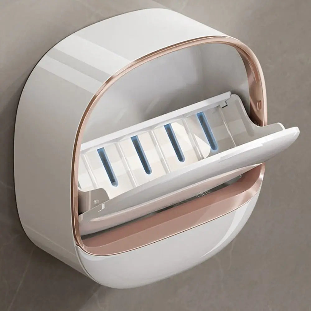 Wall Mounted Soap Dish With Drainage Box Waterproof Punch-Free Bathroom Drain Soap Box Soap Storage Case Bathroom Accessories Oasis Select