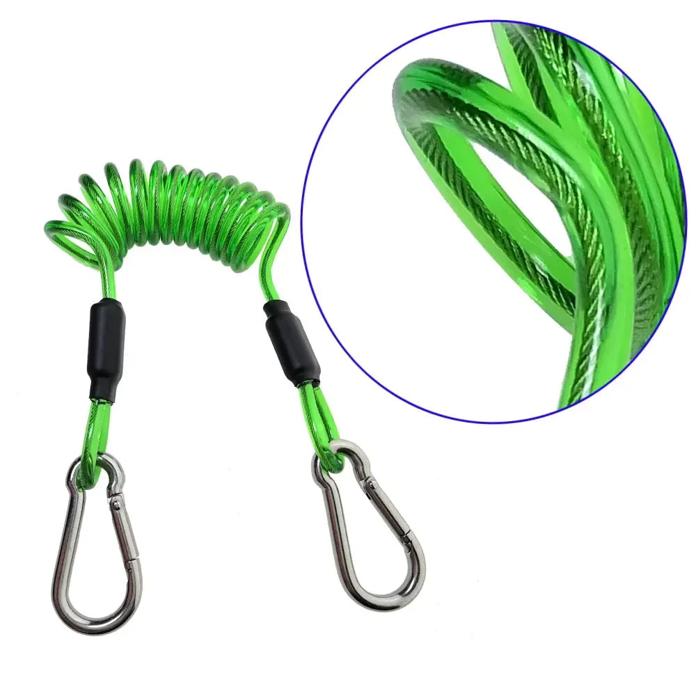 Heavy Duty Stainless Steel Coiled Tool Lanyard With Marine Grade Carabiner For Scuba Diving Camera Tool Accessories Snap Hook Oasis Select