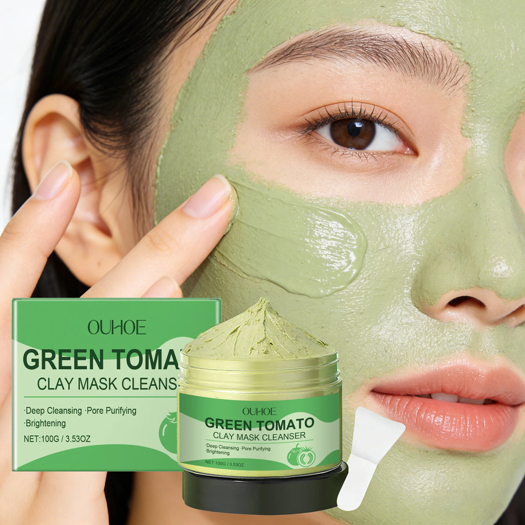100G Green Tomato Face Clay Mask Gentle Cleaning Pore Dirts Moisturizing No Tight Enhance Skin Elasticity Smoothing Clay Mask Oasis Select