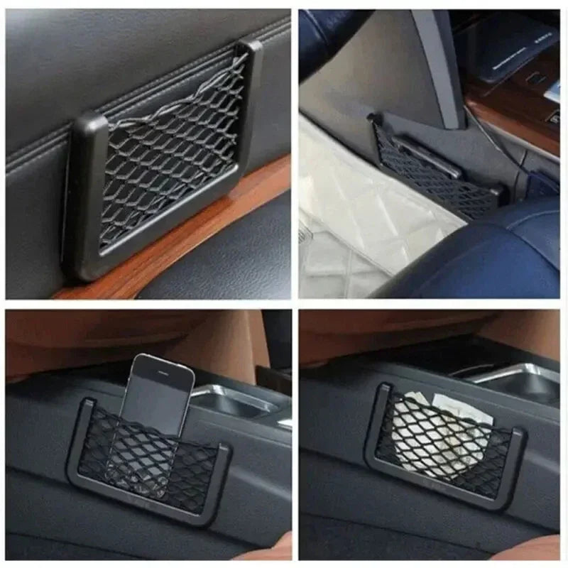 2-Pack Adhesive Car Net Pocket Organizer – Phone & Storage Bag