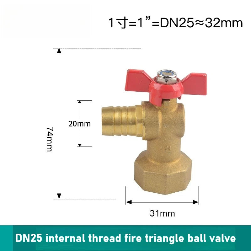 Brass Small Ball Valve 1inch DN25 Female/Male Thread Brass Valve Connector Joint Copper Pipe Fitting Coupler Adapter Oasis Select Angular inner wire DN25 Fire ball valve