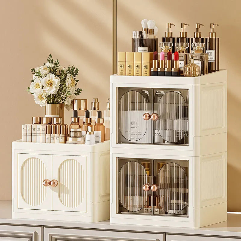Foldable Desktop Makeup Organizer Multi-Layer Storage Cabinet Large Capacity for Cosmetics Toiletries Books Oasis Select