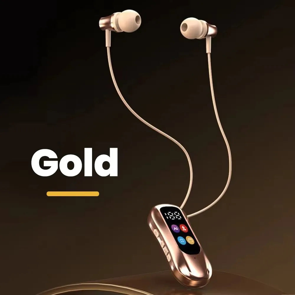 S30 Collar-Clip Bluetooth Headset Wireless Headphones With Mic HD Calling BT Earphones Variable Sound Earbuds Support Oasis Select Gold
