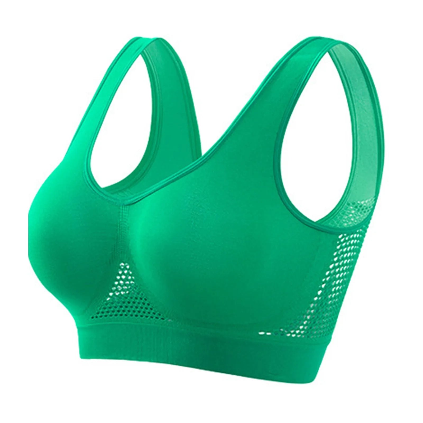 Breathable Sports Bra Top Fitness Women Brassiere Removable Padded Sport Bra Running Gym Seamless Push Up Bras Oasis Select Green XL