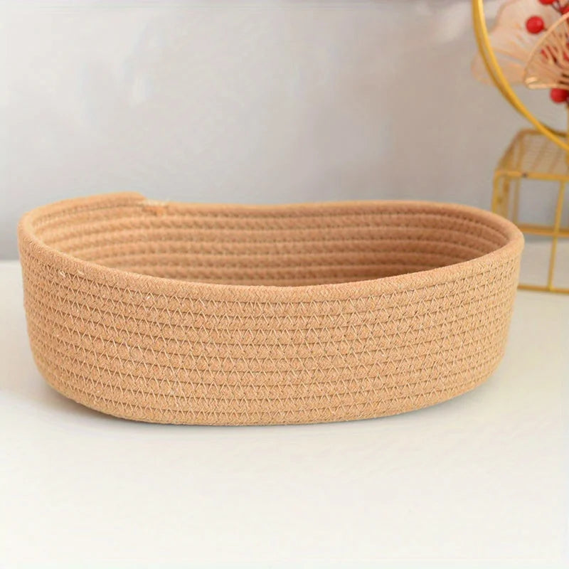 1PC Nordic Hand Woven Cotton Rope Storage Baskets Desktop Sundries Kids Toys Organizer Box Baby Dirty Clothes Laundry Basket Oasis Select