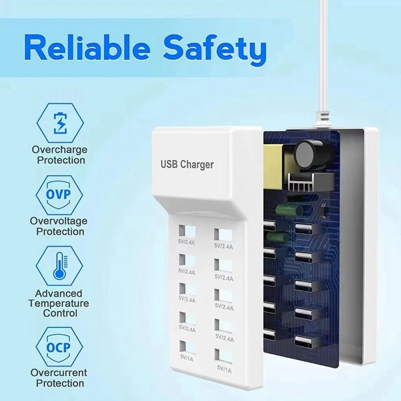 USB Charger Dock USB Charging Station Smart USB Charger Desktop USB Rapid Charger For Multiple Devices US Plug Oasis Select