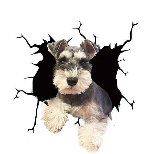 3D Dog Crack Wall Sticker – Waterproof PVC Funny Animal Decal Wall Decal Sticker Oasis Select style C-15X15CM