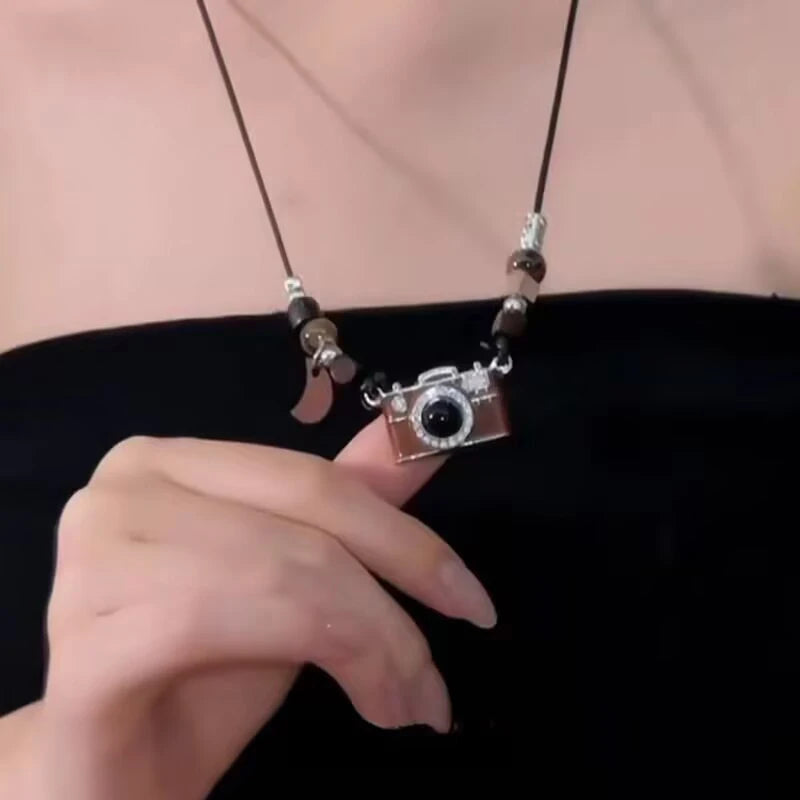 Vintage Brown Camera Pendant Necklace Hip-Hop Simple Personality Women Men Punk Y2K Charms Jewelry Accessories Oasis Select MR-03