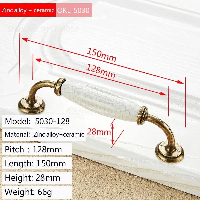 Cupboard Kitchen Hardware Retro European Fashion Cabinet Drawer Handles Bronze Closet Dresser Knobs Zinc Alloy and Ceramic Oasis Select 128-3