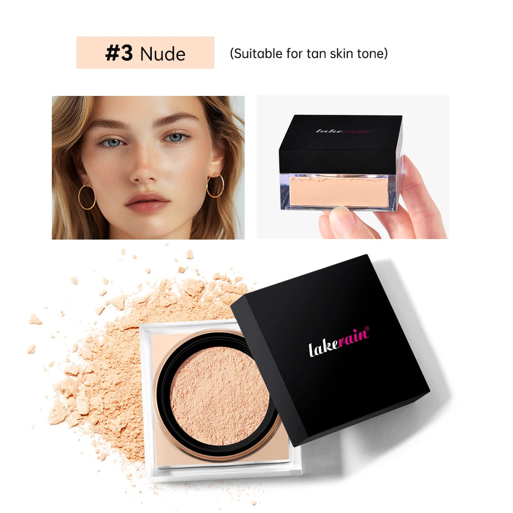 2 Count Loose Setting Powder & Brush Long Lasting Waterproof Oil Control Matte Natural Brightening Face Powder Cosmetics Oasis Select