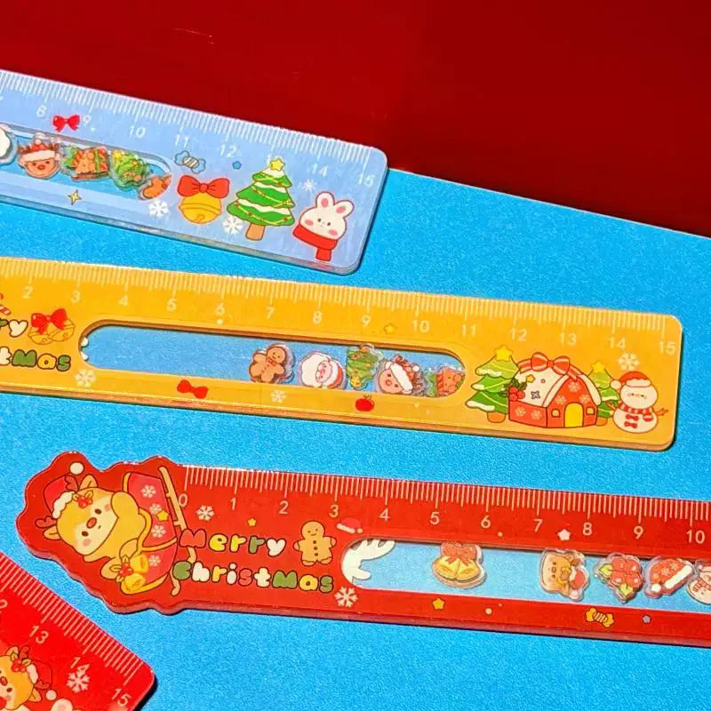 Cartoon Santa Claus Snowman Christmas Ruler Creative Drawing Painting Tool Reward Stationery Student Gift School Supplies Oasis Select