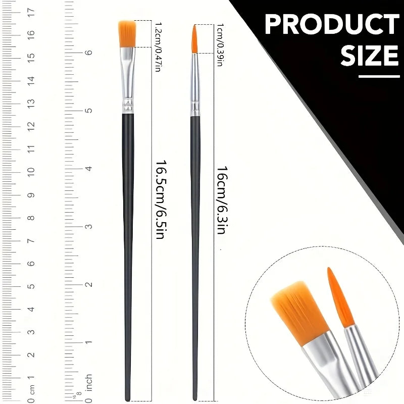 50pcs Paint Brushes | Flat and Round Tipped Pen Tips, Durable Patterned Handle, Suitable for Acrylic, Watercolor, and Facial Oasis Select