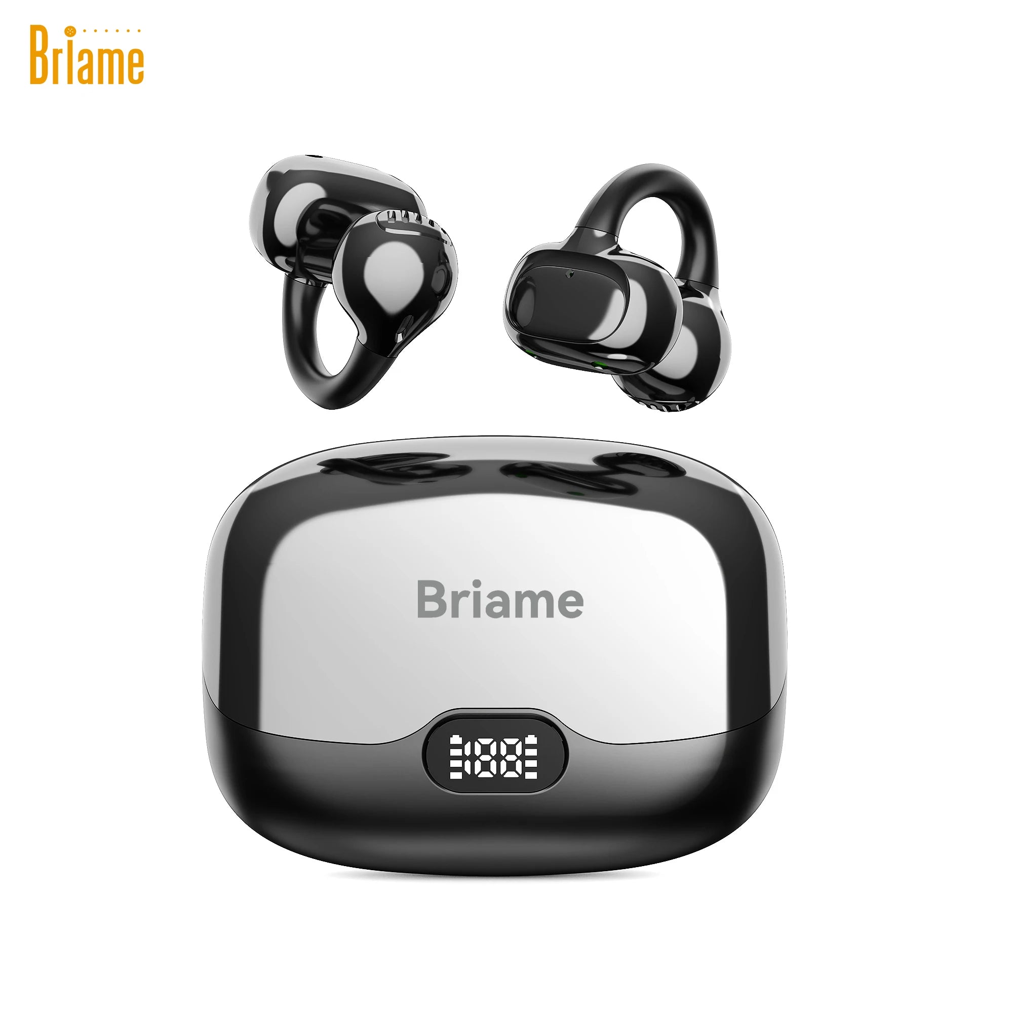 Briame Clip-on Bluetooth Earphones Wireless Earbuds with Microphone Hands-Free Headset for Sports Running Headphone Game Headset Oasis Select Black