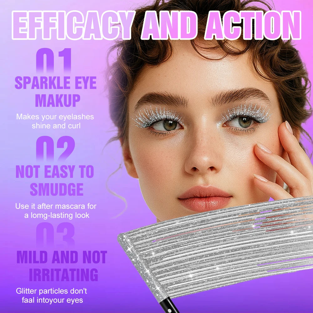 7 Color Shimmer Glitter Mascara – Waterproof Lengthening Formula