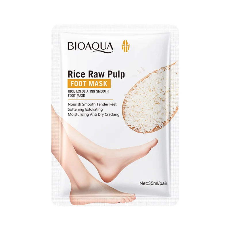 BIOAQUA White Rice Foot Peel Mask – Exfoliate & Moisturize Foot Peel Mask Oasis Select 1pcs