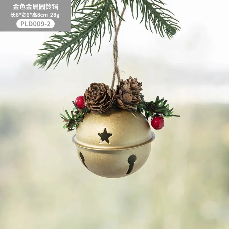 Christmas Door Car Decoration Christmas Tree Red Velvet Bow Bell Small Pendant Decoration Props Oasis Select 4
