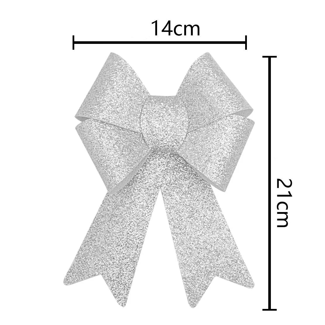 Christmas Bow Red Gold Xmas Tree Large Bowknot For Home Decoration Wedding Navidad New Year Party DIY Hanging Decor Oasis Select Sliver-14x21cm